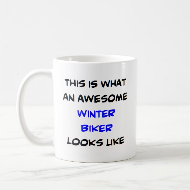 biker winter, awesome coffee mug (Left)