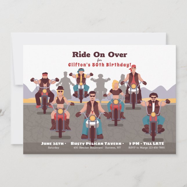 Bikers Birthday Party Invitation (Front)