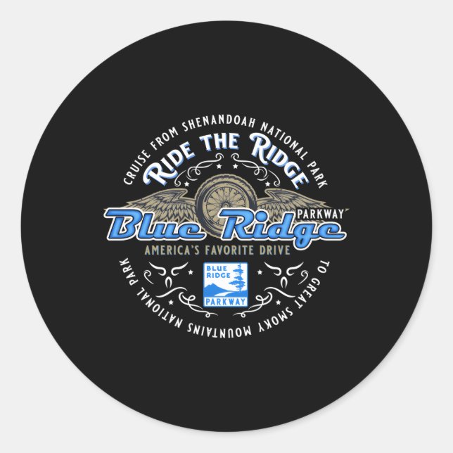 Bikers Blue Ridge Parkway Motorcycle Cruise Biker  Classic Round Sticker (Front)