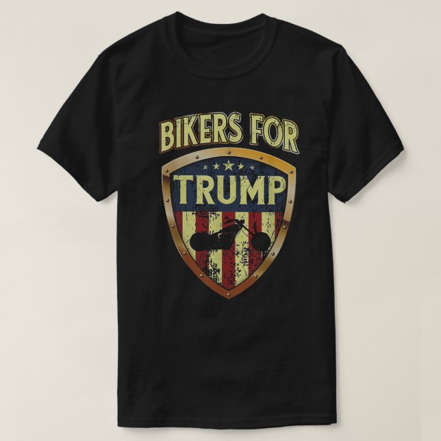 Bikers For Trump Funny Biker Gift T-Shirt (Design Front)
