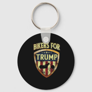 Bikers For Trump Funny Biker Gift Tee Keychain
