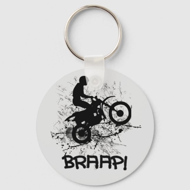 Bikers Motocross Dirt Bikers Mud Splatter Braap! Keychain (Front)