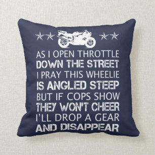 BIKER'S POEM THROW PILLOW