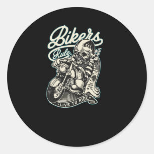 Bikers Rule Classic Round Sticker