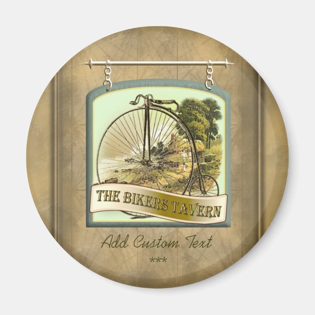 Bikers Tavern Pub Sign Personalized Magnet (Front)
