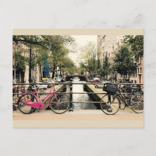 Bikes Along the Amsterdam Canel Postcard