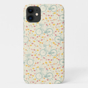 Bikes and Flowers Pattern Design iPhone 11 Case
