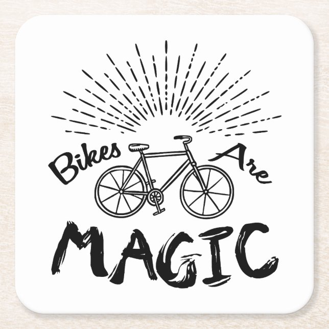 Bikes Are Magic Square Paper Coaster (Front)