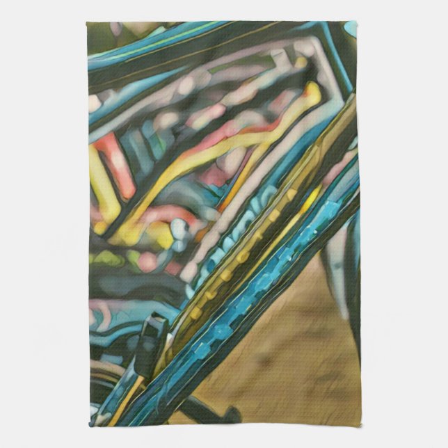 Bikes artwork kitchen towel (Vertical)