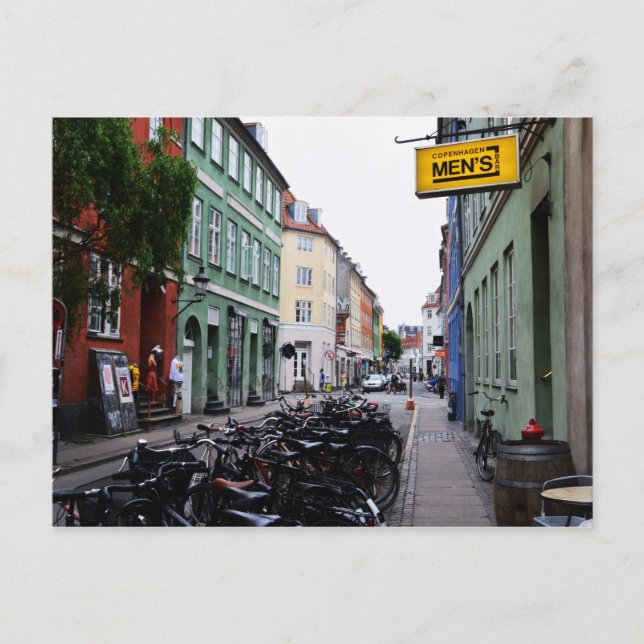 Bikes in Old Copenhagen Street Postcard (Front)