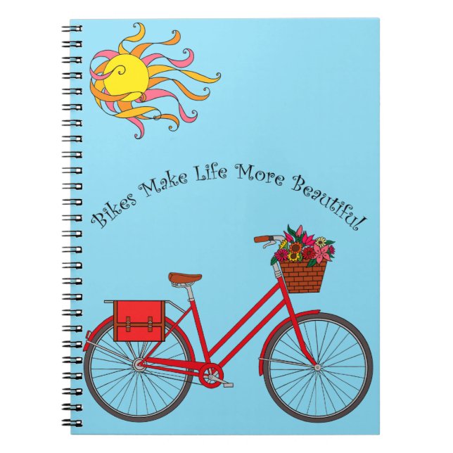 Bikes Make Life More Beautiful - Red Notebook (Front)