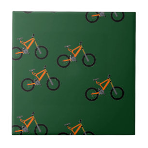 Bikes on green tile