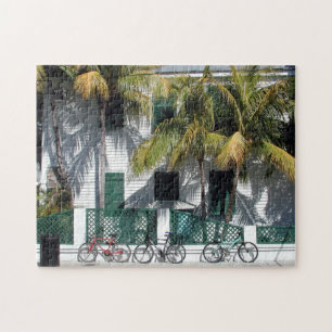 Bikes parked at apartment area Key West, Florida Jigsaw Puzzle