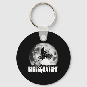 Bikesquatch! Mountain Biking Bigfoot Full Moon Tre Keychain