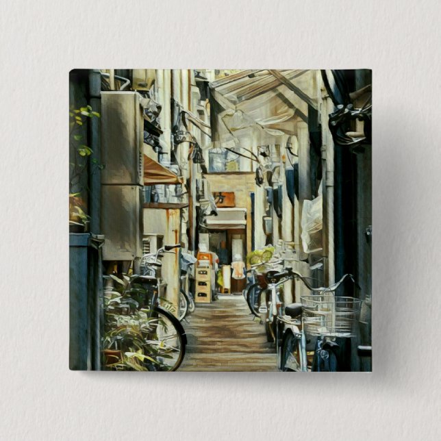Biking Artwork 2 Inch Square Button (Front)