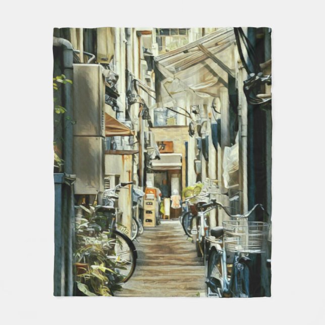 Biking Artwork Fleece Blanket (Front)