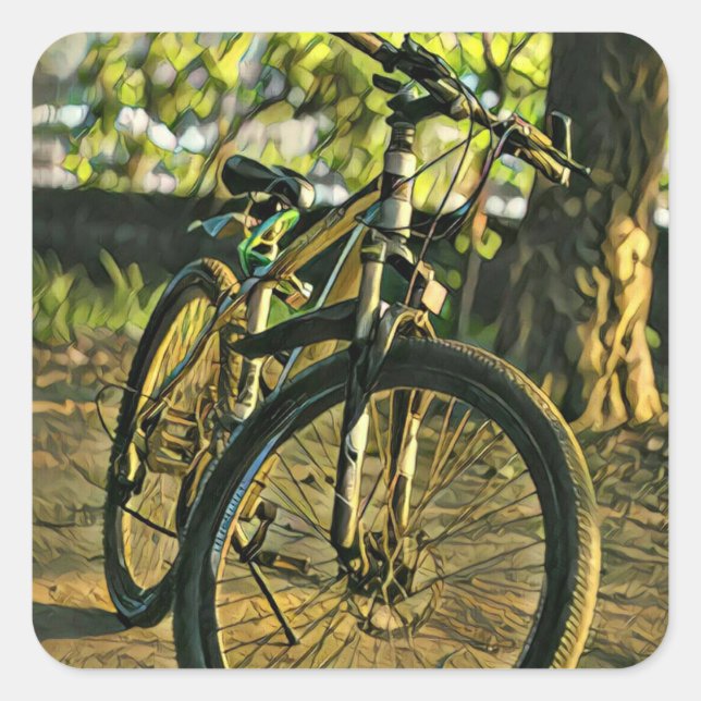 Biking Artwork Square Sticker (Front)
