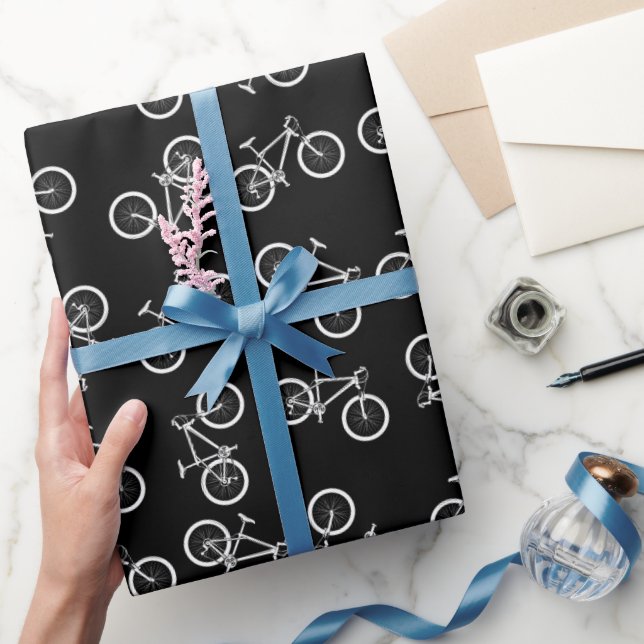 Biking Birthday Party Black Wrapping Paper (Gifting)