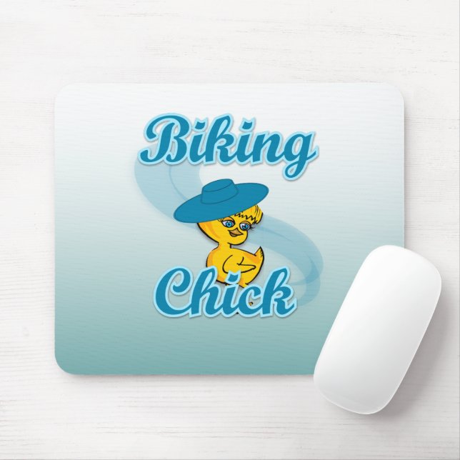 Biking Chick #3 Mouse Pad (With Mouse)