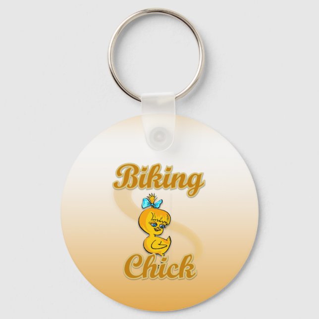 Biking Chick Keychain (Front)