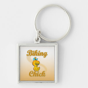 Biking Chick Keychain