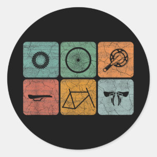 Biking Cycling Vintage Bicycle Parts Cyclist Gifts Classic Round Sticker