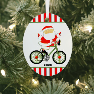 Biking Cyclist Christmas Metal Ornament