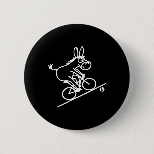 Biking Donkey Mountain Bike Bicycle Tee  2 Inch Round Button