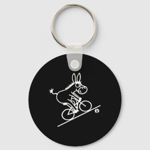 Biking Donkey Mountain Bike Bicycle Tee Keychain
