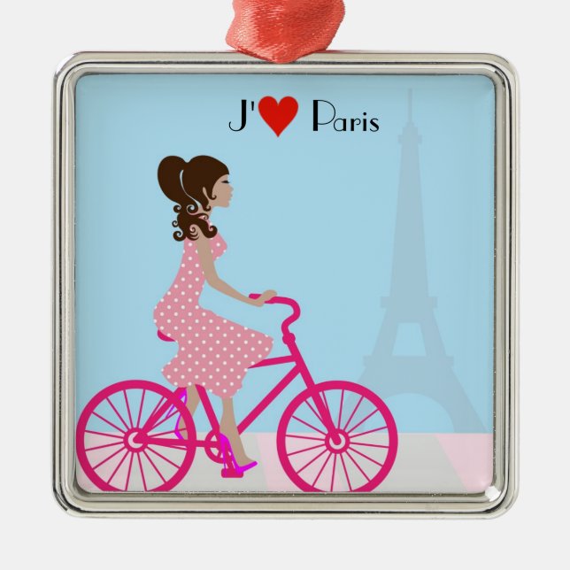Biking in Paris Ornament (Front)