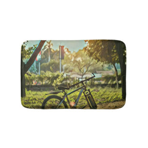 Biking Lover Gift   Cycling Painting Bath Mat