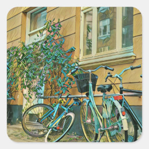 Biking Lover Gift   Cycling Painting Square Sticker