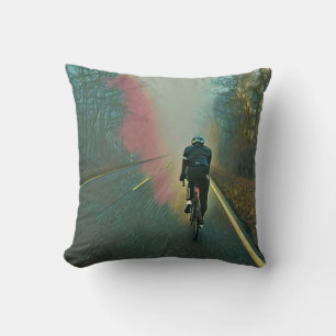 Biking Lover Gift Cycling Painting Throw Pillow