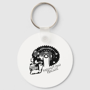 Biking Skull T Shirt Gears Bike Mountain Bike Keychain