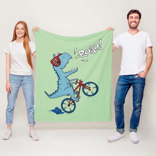 Biking T-Rex Roar Fleece Blanket (In Situ)