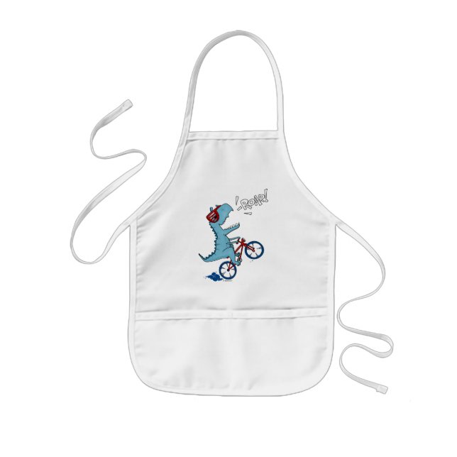 Biking T-Rex Roar Kids Apron (Front)