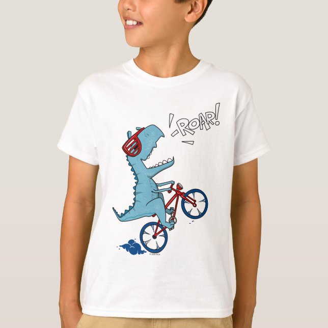 Biking T-Rex Roar T-Shirt (Front)
