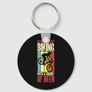 Biking With A Chance Of Beer Cycling Mountain Bike Keychain