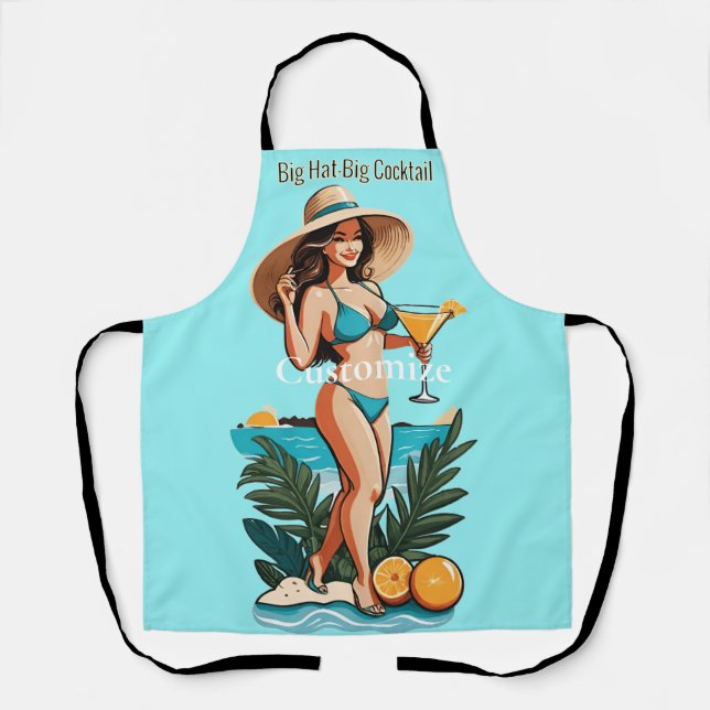 Bikini Babe Big Hat- Big Cocktail Thunder_Cove Apron (Front)