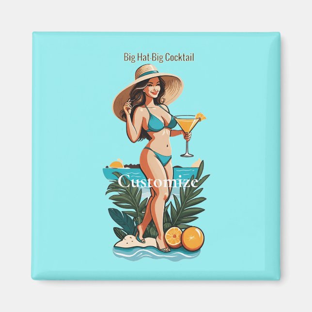 Bikini Babe Big Hat- Big Cocktail Thunder_Cove  Magnet (Front)