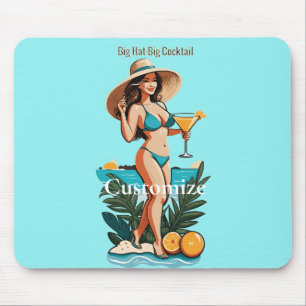 Bikini Babe Big Hat- Big Cocktail Thunder_Cove Mouse Pad