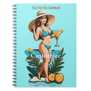 Bikini Babe Big Hat- Big Cocktail Thunder_Cove Notebook