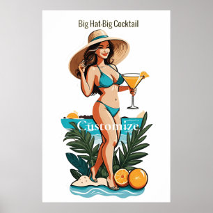 Bikini Babe Big Hat- Big Cocktail Thunder_Cove  Poster
