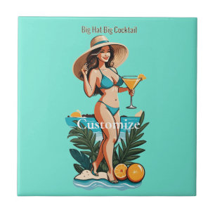Bikini Babe Big Hat- Big Cocktail Thunder_Cove  Tile