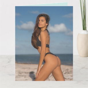 BIKINI BEACH GIRL FUNNY ANNIVERSAIRE Carte de voeu