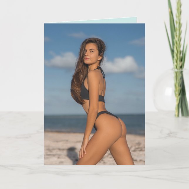 BIKINI BEACH GIRL FUNNY ANNIVERSAIRE Carte de voeu (Devant)