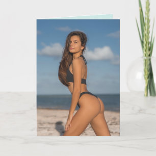 BIKINI BEACH GIRL FUNNY ANNIVERSAIRE Carte de voeu
