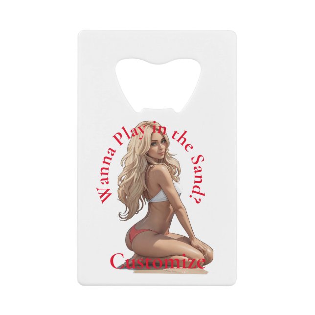 Bikini Beach Girl Thunder_Cove  Credit Card Bottle Opener (Front)