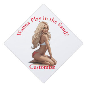 Bikini Beach Girl Thunder_Cove  Graduation Cap Topper