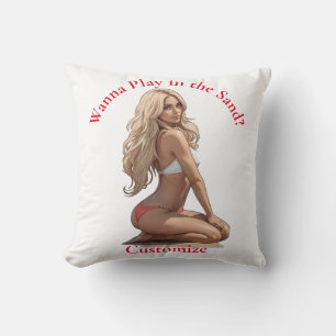 Bikini Beach Girl Thunder_Cove  Throw Pillow